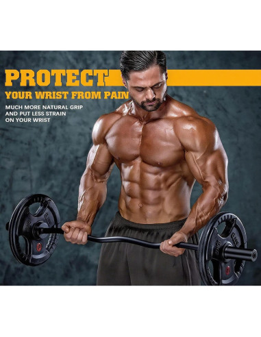 Barra Olímpica EZ Curl Bupans 119.38 cm 500 kg Cromada