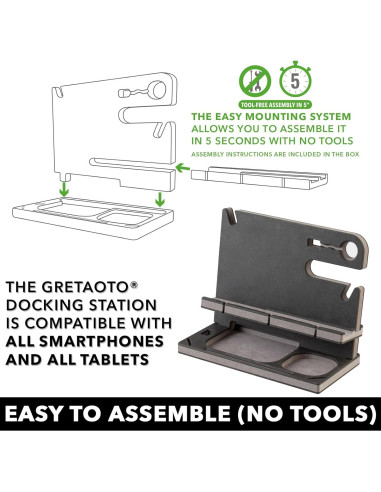 Estación de Acoplamiento de Madera GRETAOTO Personalizada Negra