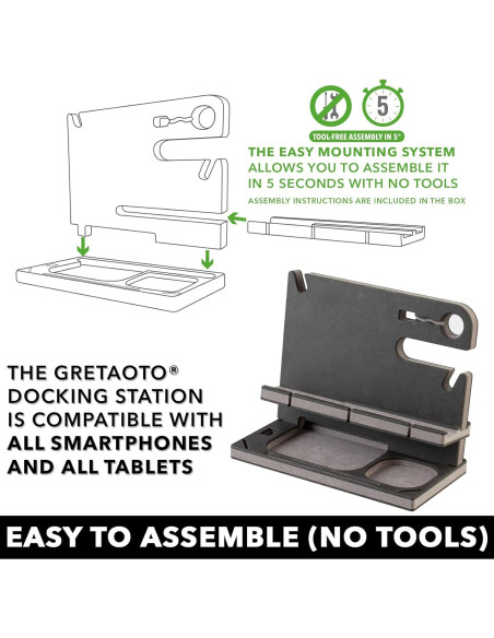 Estación de Acoplamiento de Madera GRETAOTO Personalizada Negra