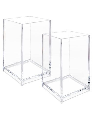 Soporte Acrílico Transparente Newkita para Lápices y Brochas - 2 Piezas