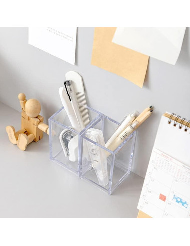 Soporte Acrílico Transparente Newkita para Lápices y Brochas - 2 Piezas