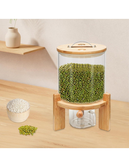 Dispensador de Arroz de Vidrio 5L GAMIGIME con Tapa Hermética