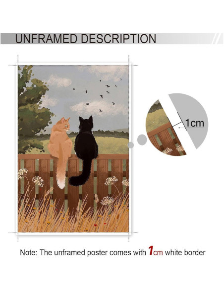 Póster Vintage de Gatos en Cerca 20x30cm Lienzo Sin Marco