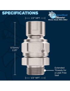 Adaptador de ducha giratorio HammerHead Showers Níquel Cepillado 2
