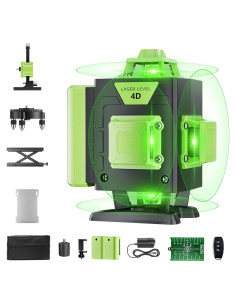 Nivel Láser 360 Autonivelante Olubfdh Verde 4D con Control Remoto