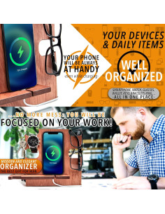 Estación de Acoplamiento para Teléfono Gretaoto Madera Cereza 2