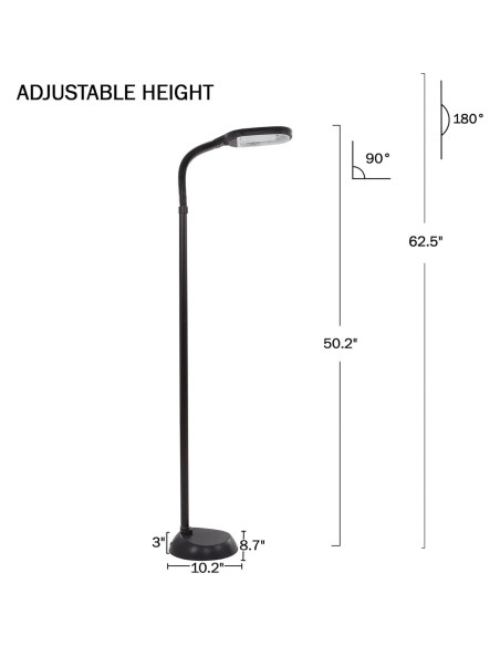 Lámpara de Pie Bedford Home - Luz Natural 6400K Ajustable Negro