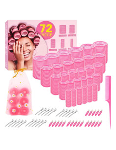 Juego de 72 Rulos para Cabello YHOVID, 5 Tamaños, Sin Calor