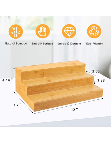 Organizador de Especias de Bambú MillTu - Estante Escalonado 3 Niveles