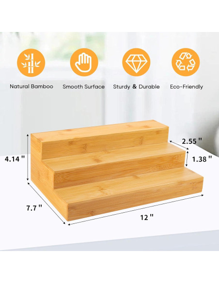 Organizador de Especias de Bambú MillTu - Estante Escalonado 3 Niveles