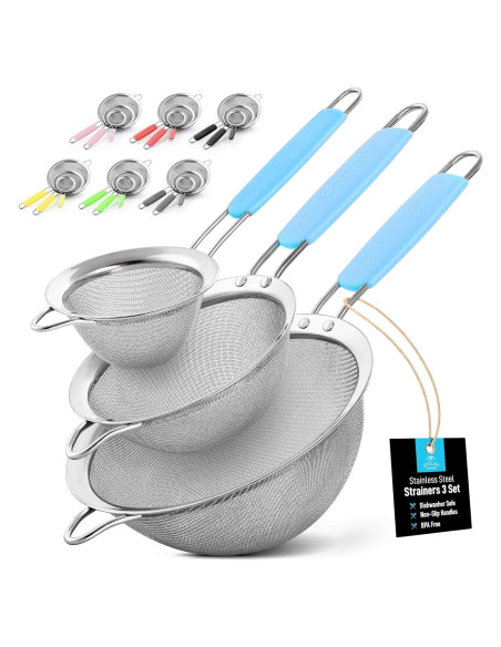 Juego de 3 coladores de acero inoxidable Zulay Kitchen - Antideslizantes