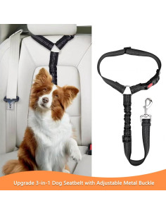 Cinturón de Seguridad Ajustable para Mascotas Taokechel Negro 2