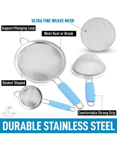 Juego de 3 coladores de acero inoxidable Zulay Kitchen - Antideslizantes 2