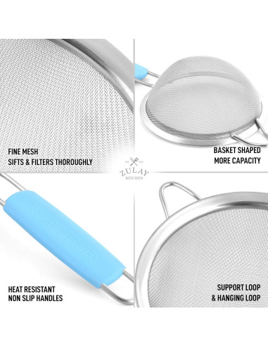 Juego de 3 coladores de acero inoxidable Zulay Kitchen - Antideslizantes