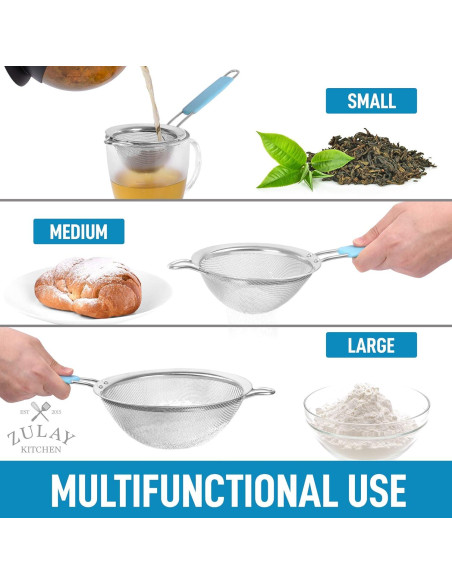 Juego de 3 coladores de acero inoxidable Zulay Kitchen - Antideslizantes