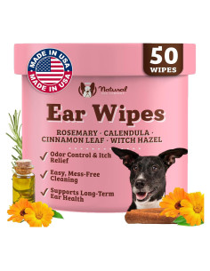 Toallitas para Oídos de Perro Natural 50 Ct - Alivio Picazón