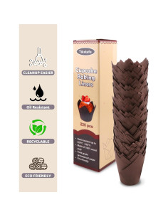 220 Forros de Cupcake Tulipanes Tikxlafe, Papel Pergamino Marrón 2