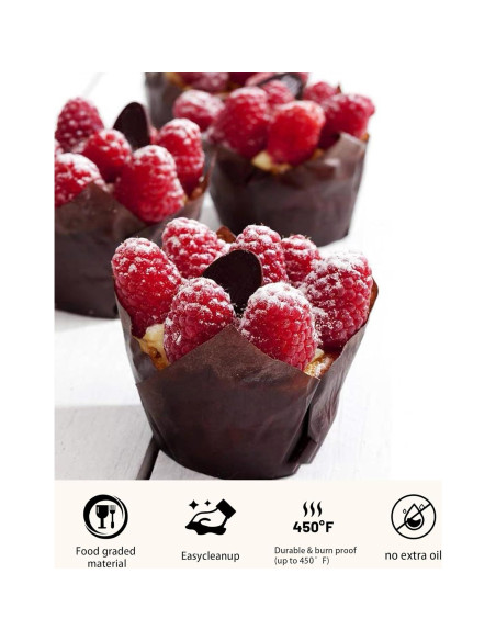 220 Forros de Cupcake Tulipanes Tikxlafe, Papel Pergamino Marrón