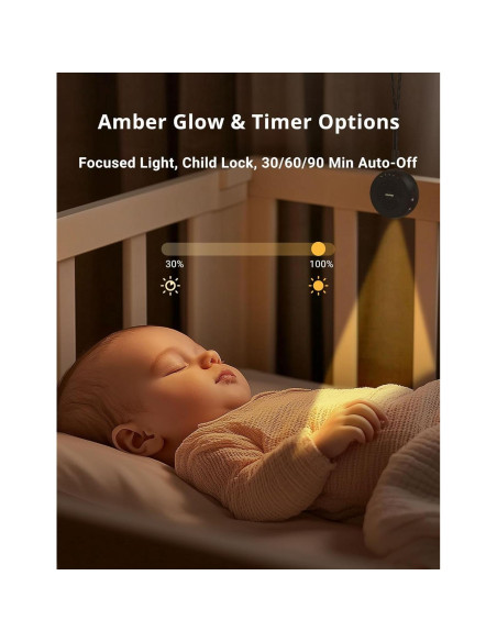 Máquina de Ruido Blanco Portátil FOXFINE Mini - 36 Sonidos, Luz, Temporizador