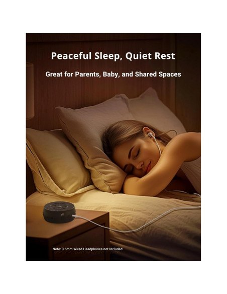 Máquina de Ruido Blanco Portátil FOXFINE Mini - 36 Sonidos, Luz, Temporizador