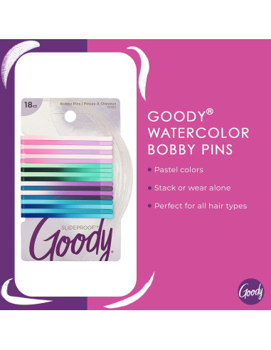 Pinzas para el Cabello Goody Ouchless - 18 Piezas Acuarela