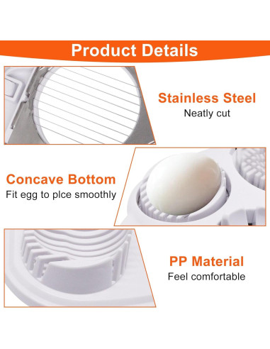 Cortador de Huevos 3 en 1 ZHMEINA Acero Inoxidable Blanco
