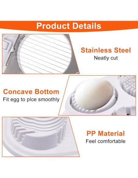 Cortador de Huevos 3 en 1 ZHMEINA Acero Inoxidable Blanco
