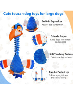 Juguete para perros Homounter Tucán con sonido y papel crujiente 2