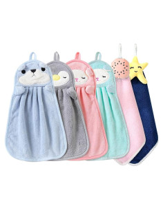 Juego de 6 Toallas de Mano FHDUSRYO de Terciopelo Coral