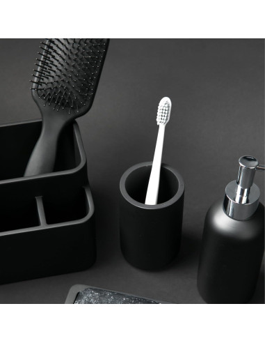 Vaso de Baño Negro Mate Essentra Home 12.27 cm - Soporte Pinceles