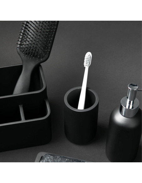 Vaso de Baño Negro Mate Essentra Home 12.27 cm - Soporte Pinceles