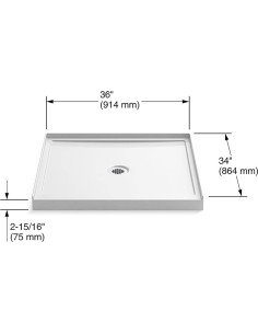 Base de Ducha KOHLER Rely 91.4x86.4 cm Acrílico Blanco 2