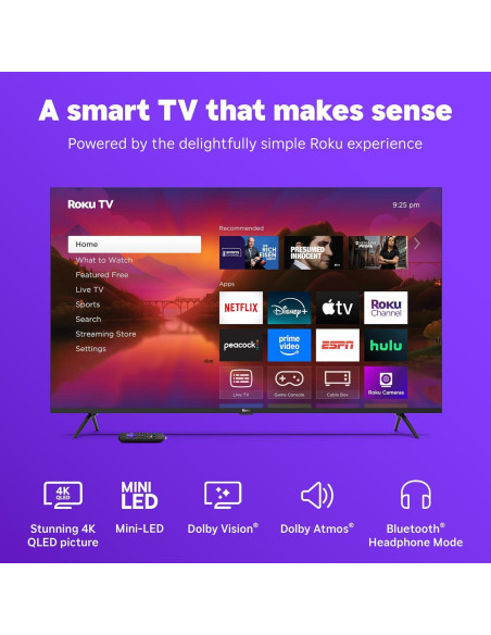 Roku Smart TV 55" QLED 4K Mini-LED con Dolby Vision