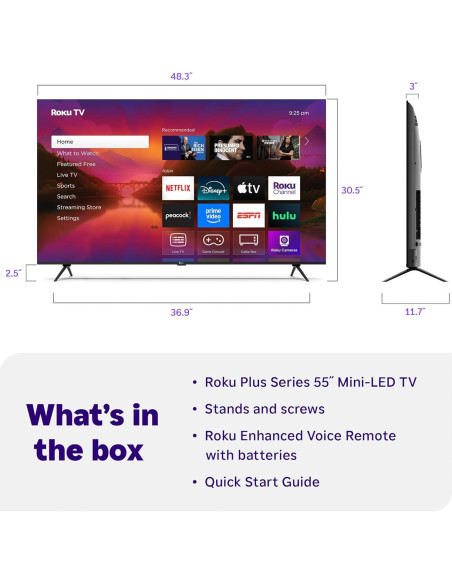 Roku Smart TV 55" QLED 4K Mini-LED con Dolby Vision
