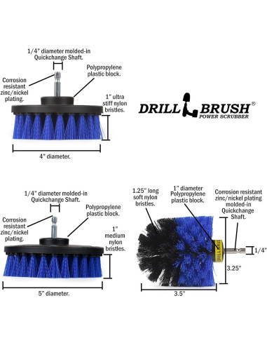 Juego de Cepillos de Limpieza Acuática Drillbrush - 3 Piezas