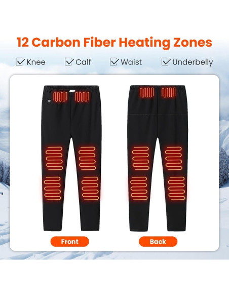 Pantalones Calentados Unisex Zorpupoa 12 Zonas Calor USB 5V