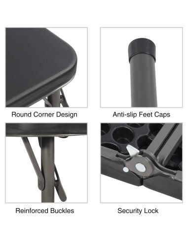 Mesa Plegable Cuadrada REDCAMP 86 cm Resina Negra para 4 Personas