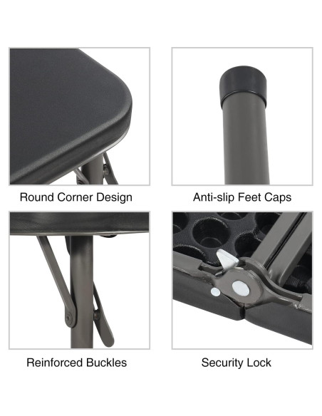 Mesa Plegable Cuadrada REDCAMP 86 cm Resina Negra para 4 Personas