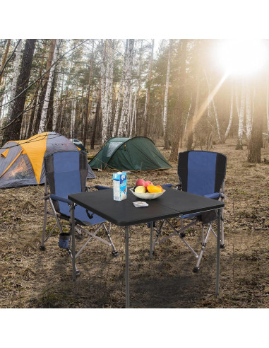 Mesa Plegable Cuadrada REDCAMP 86 cm Resina Negra para 4 Personas