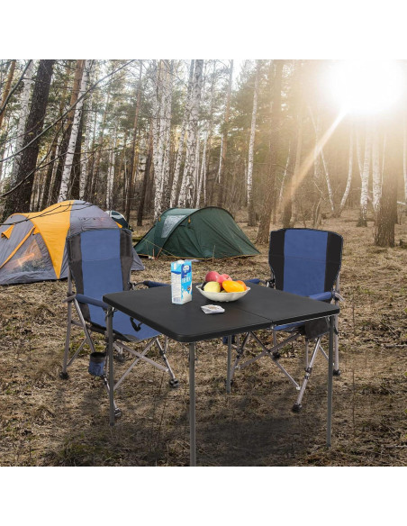 Mesa Plegable Cuadrada REDCAMP 86 cm Resina Negra para 4 Personas