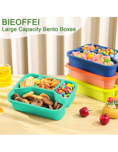Bento Box 4 Compartimentos BIEOFFEI - Reutilizable y A Prueba de Microondas