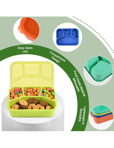 Bento Box 4 Compartimentos BIEOFFEI - Reutilizable y A Prueba de Microondas