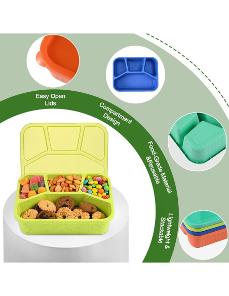 Bento Box 4 Compartimentos BIEOFFEI - Reutilizable y A Prueba de Microondas