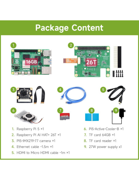 Kit de IA Waveshare para Raspberry Pi 5 16GB + Accesorios