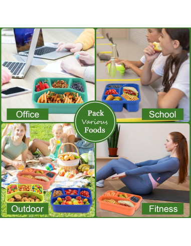 Bento Box 4 Compartimentos BIEOFFEI - Reutilizable y A Prueba de Microondas