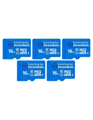 Paquete de 5 Tarjetas MicroSD 16GB Todo Menos Stromboli Clase 10