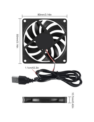 Paquete de 4 Ventiladores USB UMLIFE 80x80x10mm 5V Silenciosos