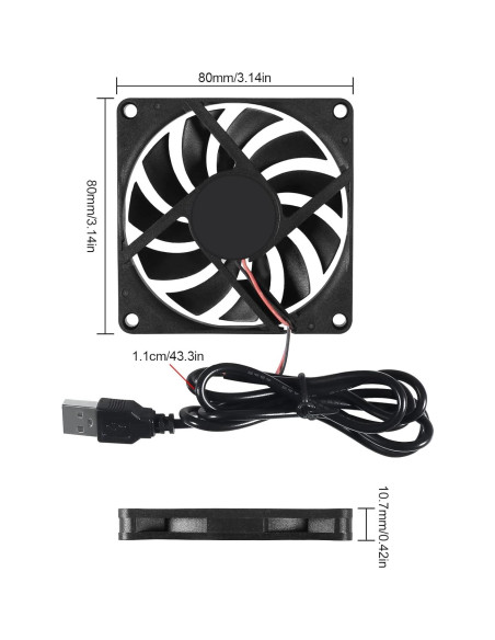 Paquete de 4 Ventiladores USB UMLIFE 80x80x10mm 5V Silenciosos