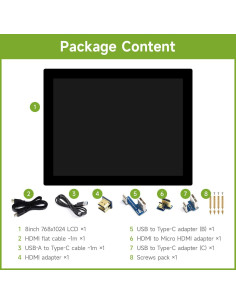 Monitor HDMI 8" Waveshare 768x1024 IPS Táctil 10 Puntos 2