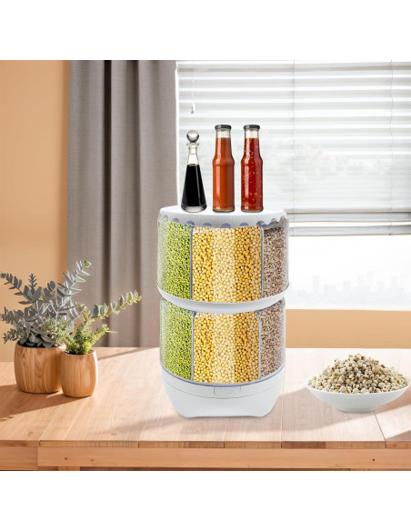 Dispensador de Arroz Unnsiapit 12L Rotatorio 360 Blanco